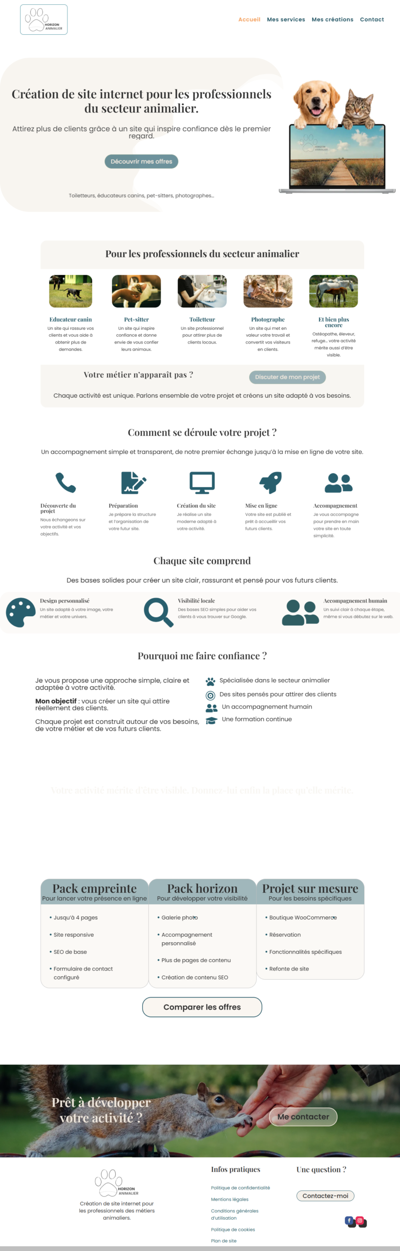 Capture du site Horizon Animalier